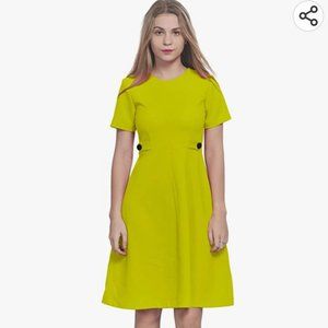 Marycrafts Office Work A Line Dress, Size 10, Lime Green/yellow